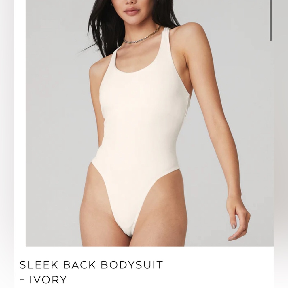 Alo Sleek Back Bodysuit ivory color